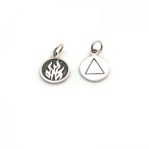 fire element tag front and back charms sterling silver