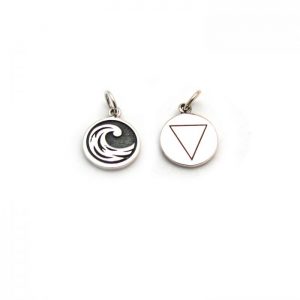 water element tag front and back charms sterling silver