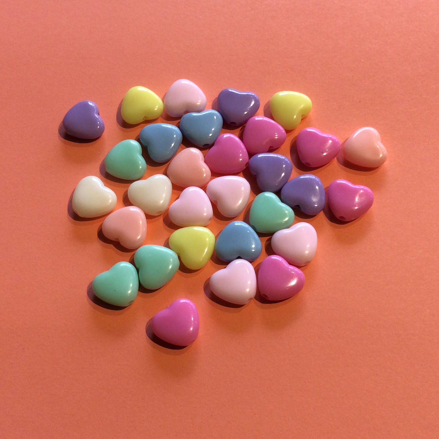 Acrylic Love Heart Beads Clear AB