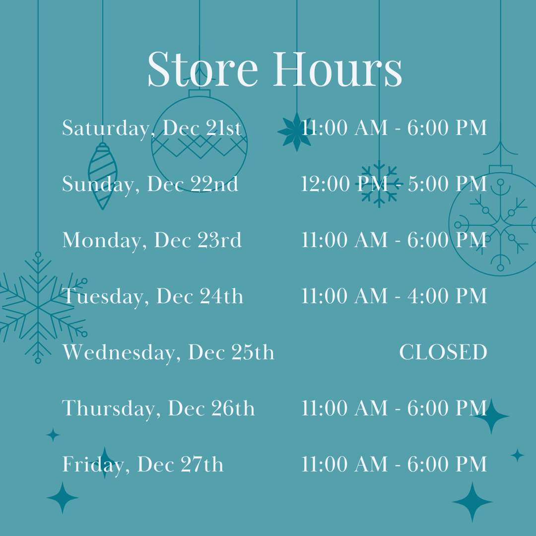 Country Beads Store Hours Dec 19 to 25. Thursday, Dec 19th 11am to 6pm. Friday, Dec 20th 11am to 6pm. Saturday, Dec 21st 11am to 6pm. Sunday, Dec 22nd 12pm to 5pm. Monday, Dec 23rd 11am to 6pm. Tuesday, Dec 24th 11am to 4pm. Wednesday, Dec 25th Closed